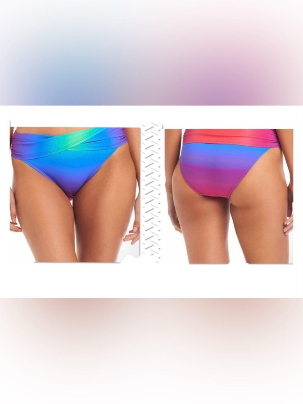 Bleu Rod Beattie Ombre Hipster Bikini Bottoms -Blue, Purple, Pink Size 14